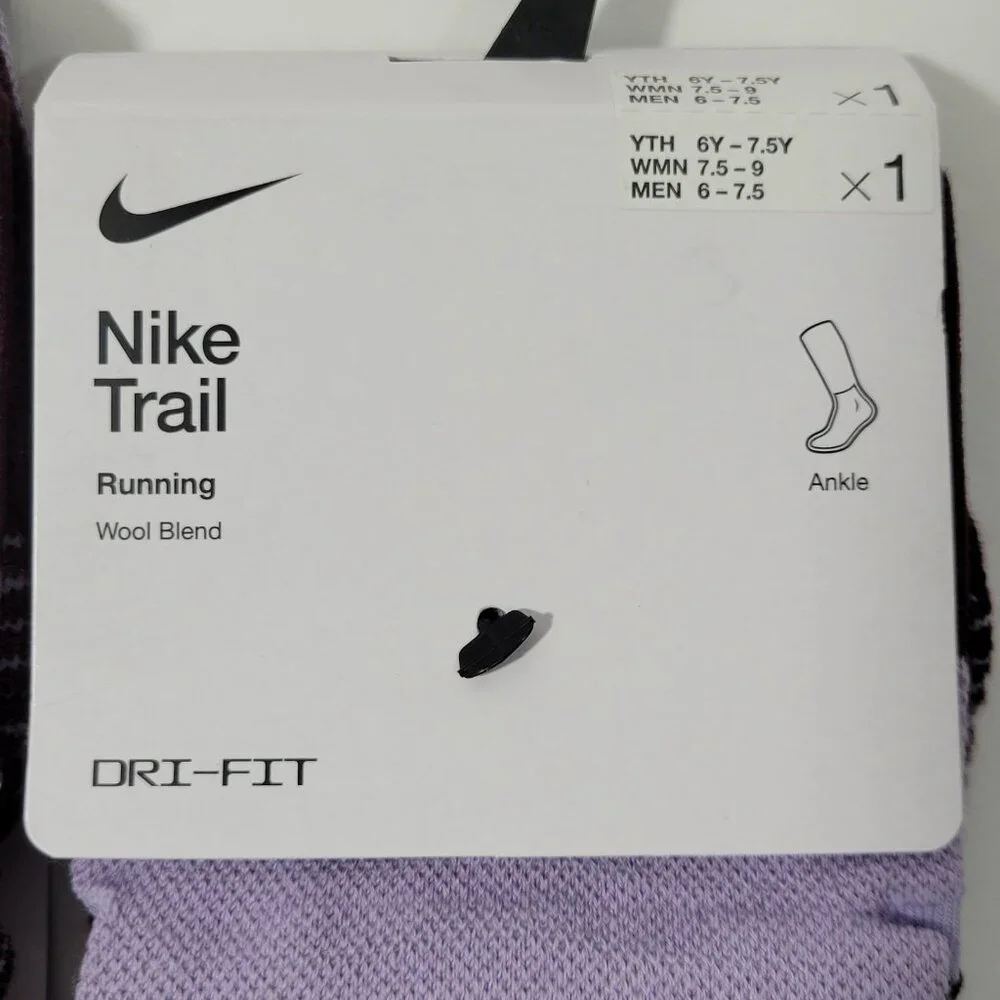 Nike Trail Running Ankle Socks Wool Blend Unisex Women 7.5-9 Men 6-7.5 -LOT OF 2